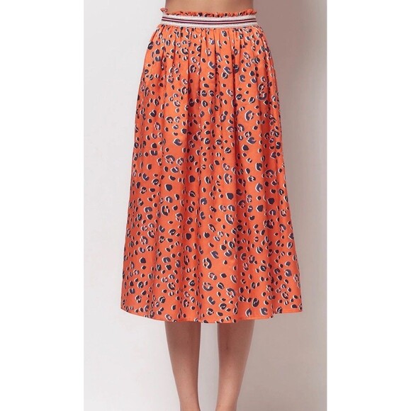 CLC By Corey Lynn Calter Christina Dirndl Leopard Print Skirt Size Medium Tomato - Picture 1 of 9